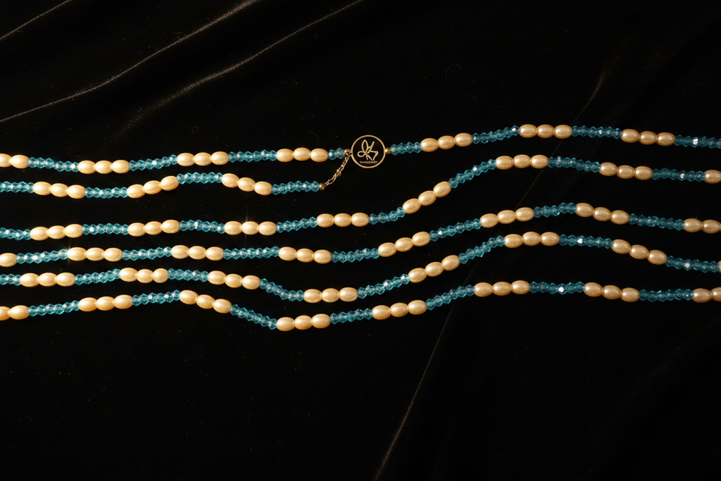 Baya turquoise & perles – flat lay luxe