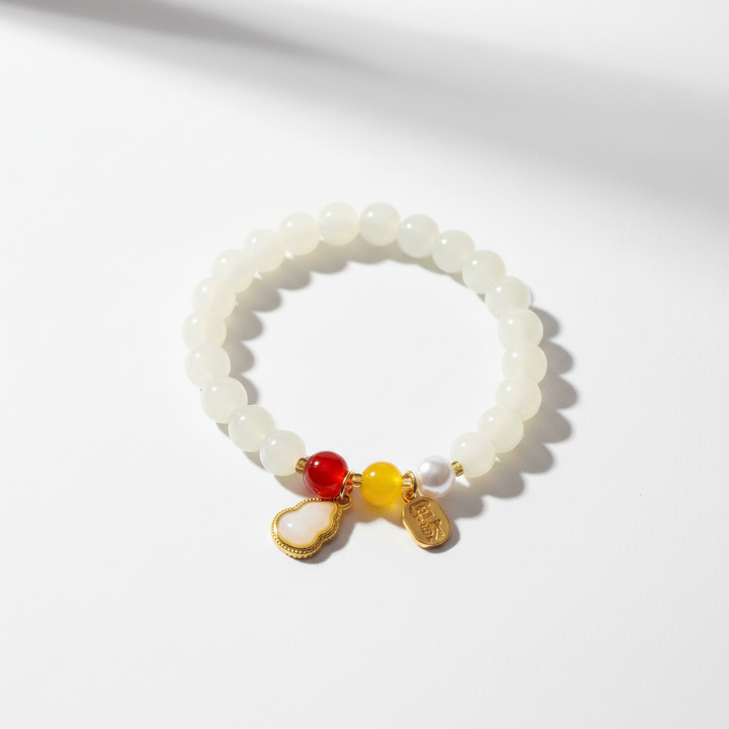 Bracelet Jade Blanc & Charms
