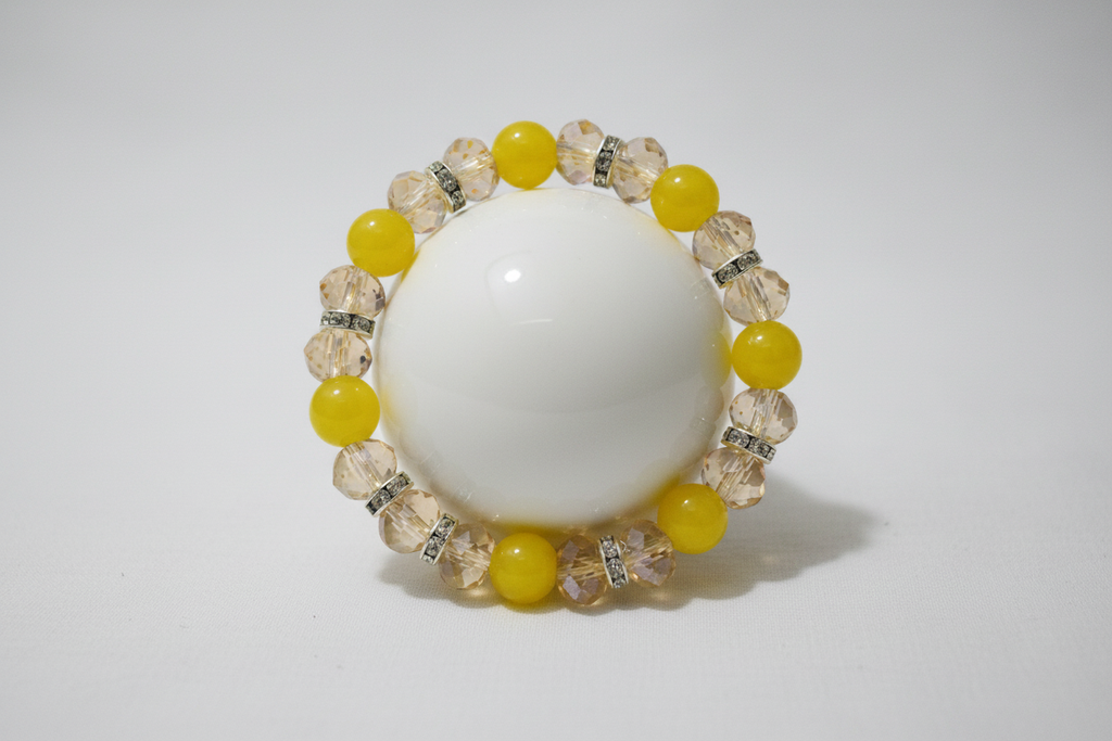 Bracelet Jade Jaune Cristaux