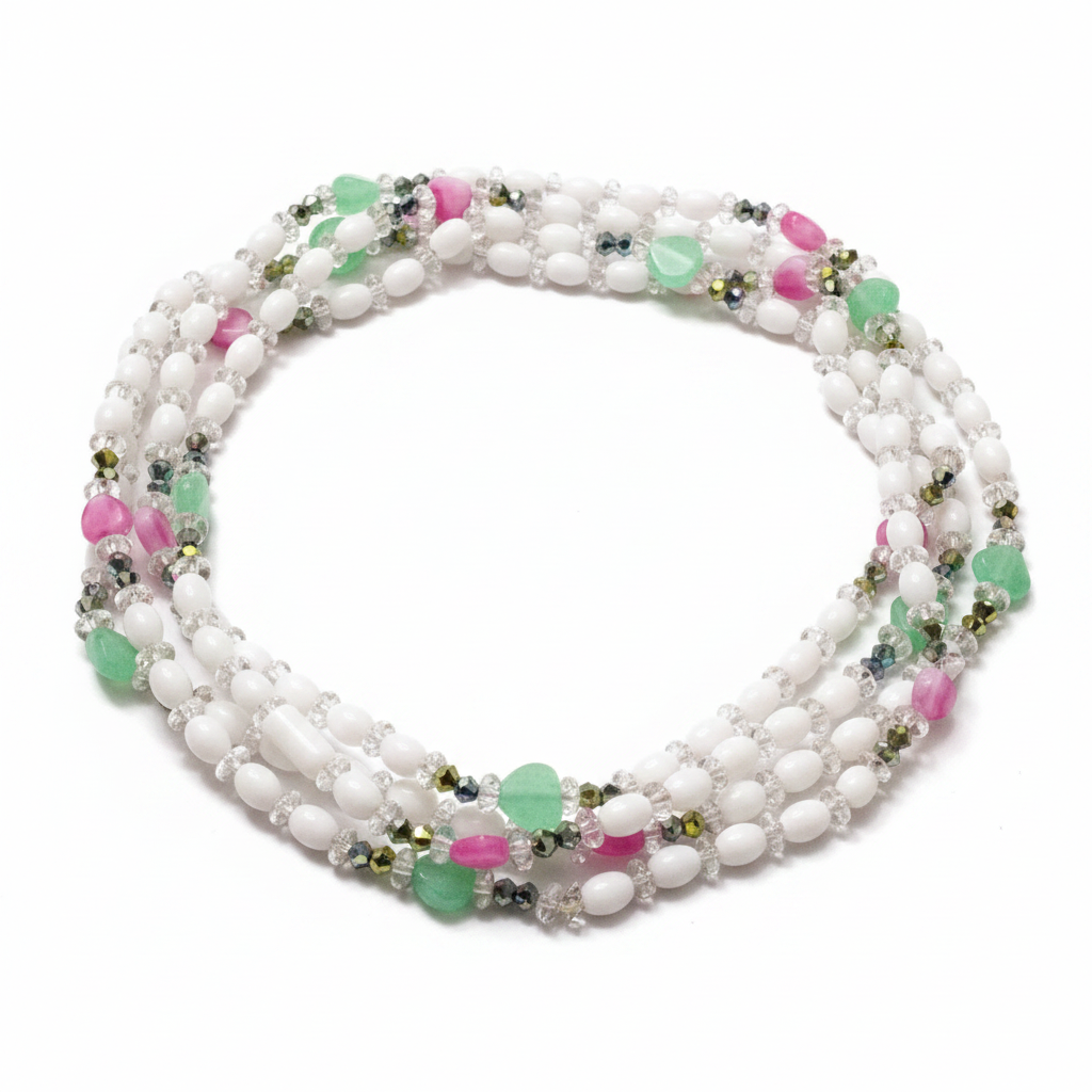 Collier perles blanches multirang