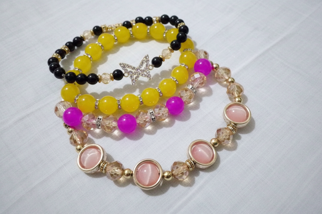 Flat lay ensemble bracelets