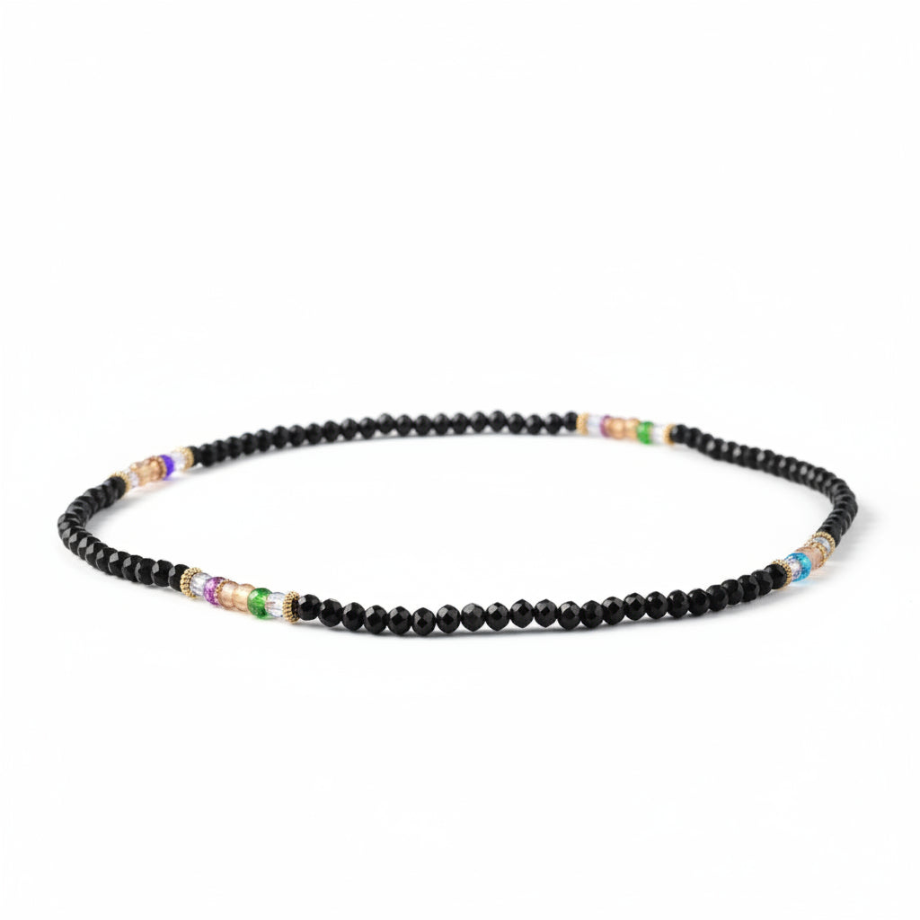 Chaînes de hanche Multi-Rangs Perles de Cristal Noires