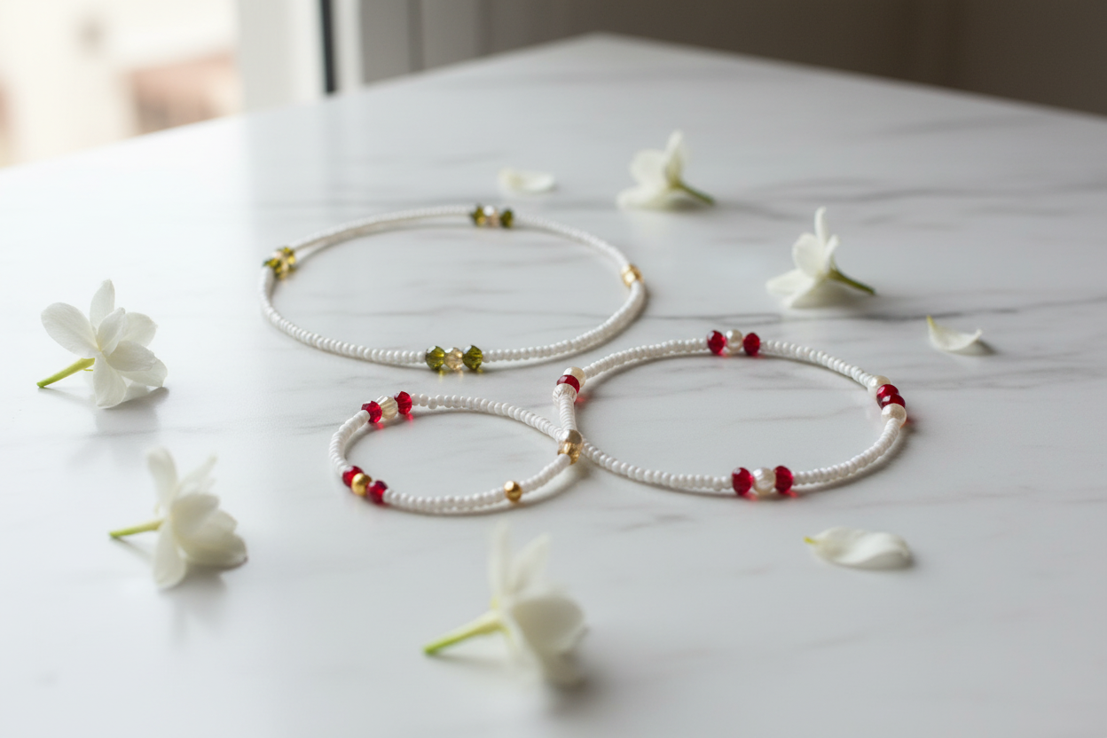 Trois pièces sur marbre blanc